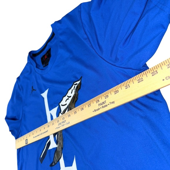 NIKE Jordan MENS LARGE PRE-OWNED Blue Dri-FIT Short Sleeve T-Shirt Athletic Crew - Picture 12 of 15